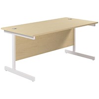 Jemini 1600mm Rectangular Desk, White Cantilever Leg, Maple