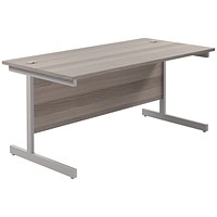 Jemini 1800mm Rectangular Desk, Silver Cantilever Legs, Grey Oak