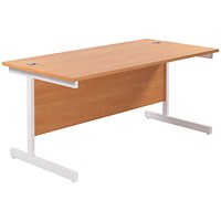 Jemini 1800mm Rectangular Desk, White Cantilever Leg, Beech