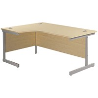 Jemini 1600mm Corner Desk, Left Hand, Silver Cantilever Legs, Maple