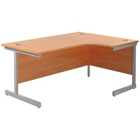 Jemini 1600mm Corner Desk, Right Hand, Silver Cantilever Legs, Beech