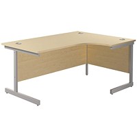 Jemini 1600mm Corner Desk, Right Hand, Silver Cantilever Legs, Maple