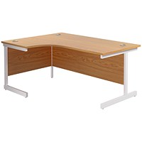 Jemini 1600mm Corner Desk, Left Hand, White Cantilever Legs, Oak