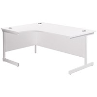 Jemini 1600mm Corner Desk, Left Hand, White Cantilever Legs, White