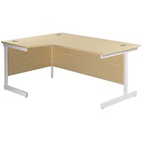 Jemini 1600mm Corner Desk, Left Hand, White Cantilever Legs, Maple