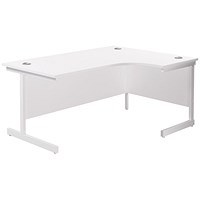 Jemini 1600mm Corner Desk, Right Hand, White Cantilever Legs, White