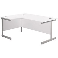 Jemini 1800mm Corner Desk, Left Hand, Silver Cantilever Legs, White