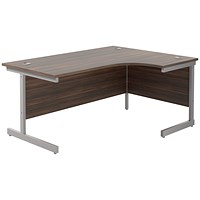 Jemini 1800mm Corner Desk, Right Hand, Silver Cantilever Legs, Walnut