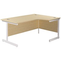 Jemini 1800mm Corner Desk, Right Hand, White Cantilever Legs, Maple