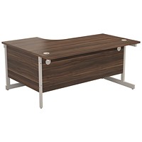 Jemini 1800mm Corner Desk, Right Hand, White Cantilever Legs, Walnut