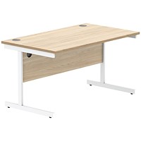 Astin 1400mm Rectangular Desk, White Cantilever Legs, Oak