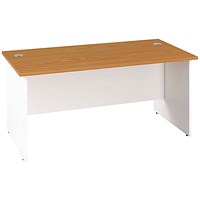 Jemini Two-Tone 1400mm Rectangular Desk, Panel End Leg, Oak & White