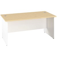 Jemini Two-Tone 1400mm Rectangular Desk, Panel End Leg, Maple & White