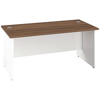 Jemini Two-Tone 1400mm Rectangular Desk, Panel End Leg, Walnut & White