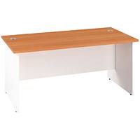 Jemini Two-Tone 1600mm Rectangular Desk, Panel End Leg, Beech & White