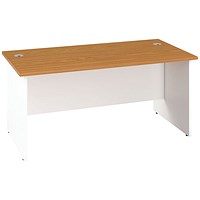 Jemini Two-Tone 1600mm Rectangular Desk, Panel End Leg, Oak & White