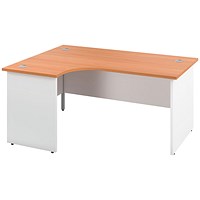 Jemini Switch 1600mm Two-Tone Corner Desk, Left Hand, White Panel End Leg, Beech