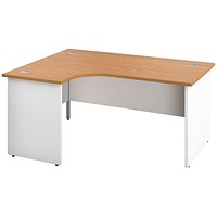 Jemini Switch 1600mm Two-Tone Corner Desk, Left Hand, White Panel End Leg, Oak