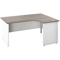 Jemini Switch 1600mm Two-Tone Corner Desk, Right Hand, White Panel End Leg, Grey Oak