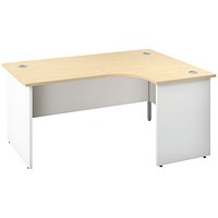 Jemini Switch 1600mm Two-Tone Corner Desk, Right Hand, White Panel End Leg, Maple