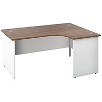 Jemini Switch 1600mm Two-Tone Corner Desk, Right Hand, White Panel End Leg, Walnut