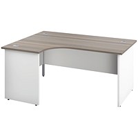 Jemini Switch 1800mm Two-Tone Corner Desk, Left Hand, White Panel End Leg, Grey Oak