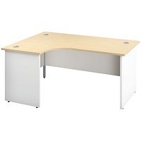 Jemini Switch 1800mm Two-Tone Corner Desk, Left Hand, White Panel End Leg, Maple