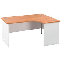 Jemini Switch 1800mm Two-Tone Corner Desk, Right Hand, White Panel End Leg, Beech