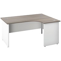 Jemini Switch 1800mm Two-Tone Corner Desk, Right Hand, White Panel End Leg, Grey Oak