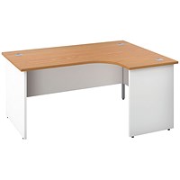 Jemini Switch 1800mm Two-Tone Corner Desk, Right Hand, White Panel End Leg, Oak