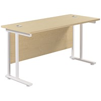 Jemini 1200mm Slim Rectangular Desk, White Cantilever Leg, Maple