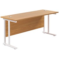 Jemini 1800mm Slim Rectangular Desk, White Cantilever Leg, Oak