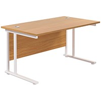 Jemini 1200mm Rectangular Desk, White Cantilever Leg, Oak