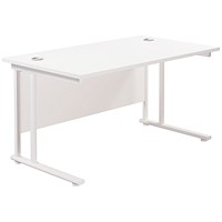 Jemini 1200mm Rectangular Desk, White Cantilever Leg, White