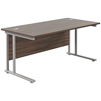 Jemini 1800mm Rectangular Desk, Silver Double Cantilever Leg, Walnut