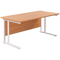 Jemini 1800mm Rectangular Desk, White Cantilever Leg, Beech