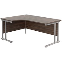 Jemini 1600mm Corner Desk, Left Hand, Silver Double Cantilever Legs, Walnut