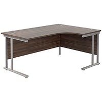 Jemini 1600mm Corner Desk, Right Hand, Silver Double Cantilever Legs, Walnut