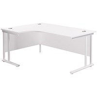 Jemini 1800mm Corner Desk, Left Hand, White Double Cantilever Legs, White