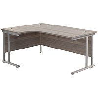 Jemini 1800mm Corner Desk, Left Hand, Silver Double Cantilever Legs, Grey Oak