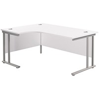 Jemini 1800mm Corner Desk, Left Hand, Silver Double Cantilever Legs, White