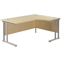 Jemini 1800mm Corner Desk, Right Hand, Silver Double Cantilever Legs, Maple