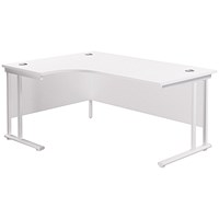 Jemini 1800mm Corner Desk, Left Hand, White Double Cantilever Legs, Oak