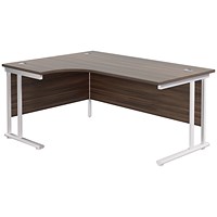 Jemini 1800mm Corner Desk, Left Hand, White Double Cantilever Legs, Walnut