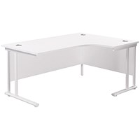 Jemini 1800mm Corner Desk, Right Hand, White Double Cantilever Legs, White