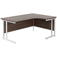 Jemini 1800mm Corner Desk, Right Hand, White Double Cantilever Legs, Walnut