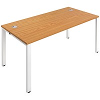 Jemini 1 Person Bench Desk, 1200mm (800mm Deep), White Frame, Oak