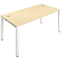 Jemini 1 Person Bench Desk, 1200mm (800mm Deep), White Frame, Maple