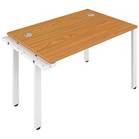 Jemini 1 Person Bench Desk Extension, 1200mm (800mm Deep), White Frame, Oak