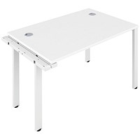 Jemini 1 Person Bench Desk Extension, 1200mm (800mm Deep), White Frame, White